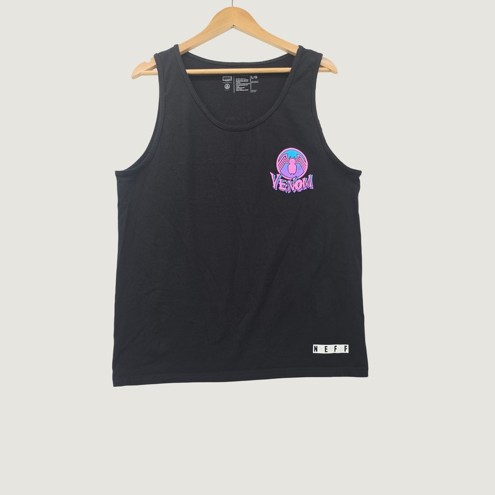 Neff Marvel Venom Tank Top Mens Large Black Graphic Shirt Spider-Man Villain Tee